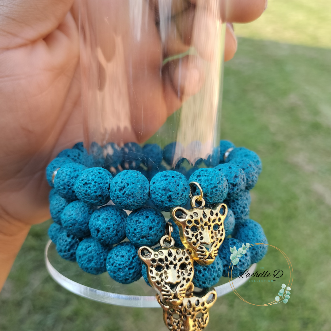 Blue Lava Bead Stretch Bracelet