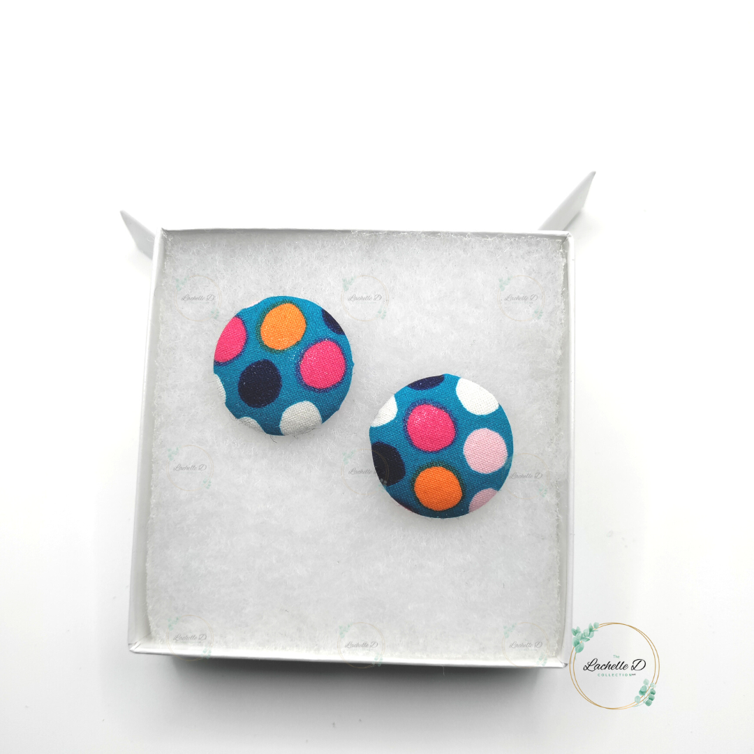 Festive Colorful Dot Button Style Earrings