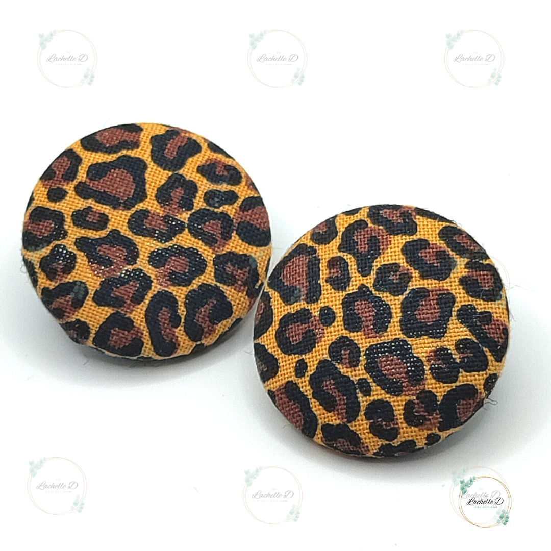 Leopard Button Style Stud Earrings