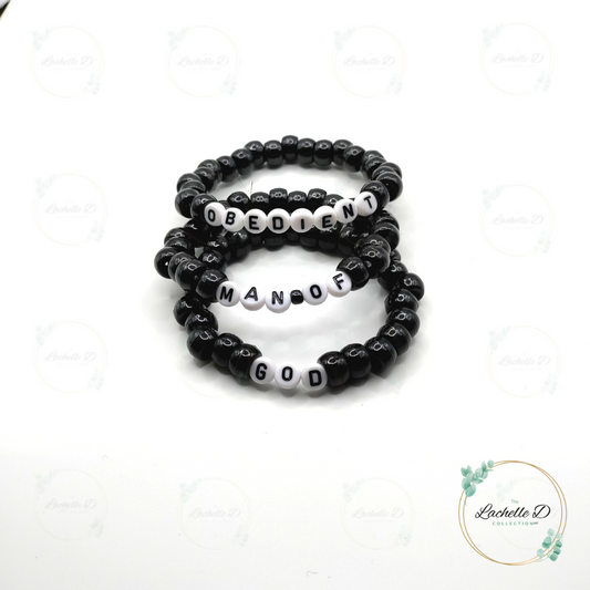 OBEDIENT MAN OF GOD Letter Bead Bracelet