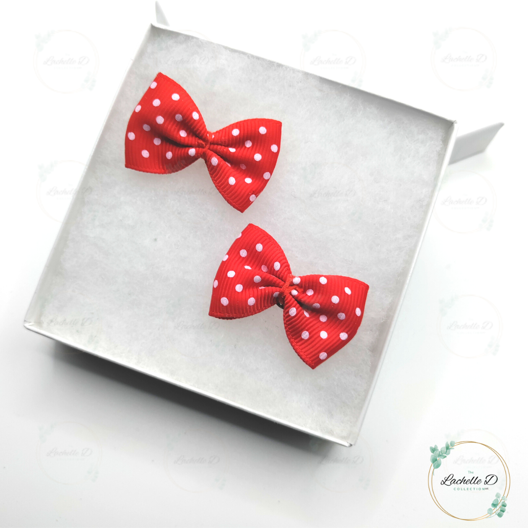Red Bow Earring Studs