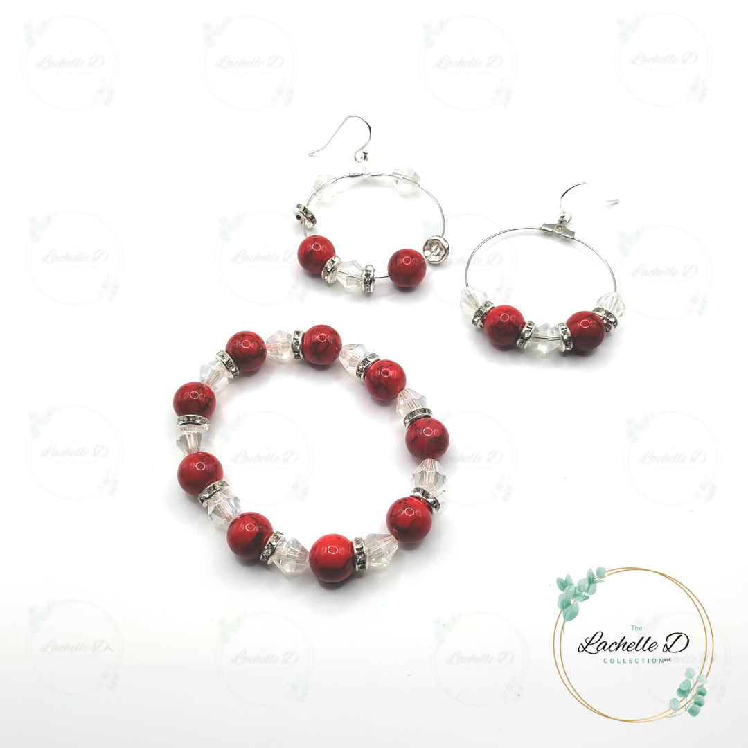 Red Turquoise Earring and Bracelet Set